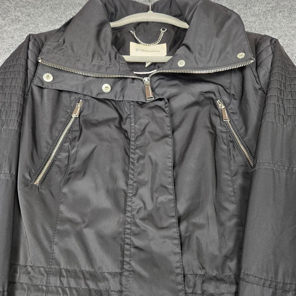 BCBGeneration Black Wind Breaker Jacket Quilted Mixed Media Size Large‎